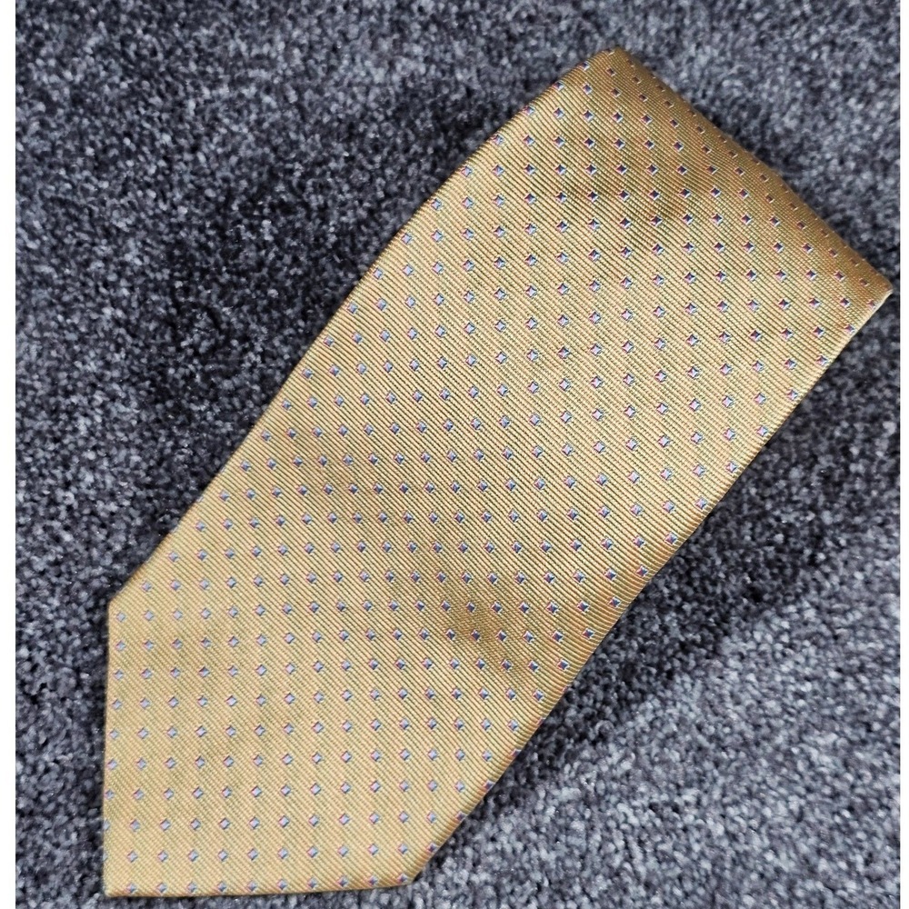 Vintage Brooks Brothers Makers Tie Mens Gold Geometric Silk Woven England USA